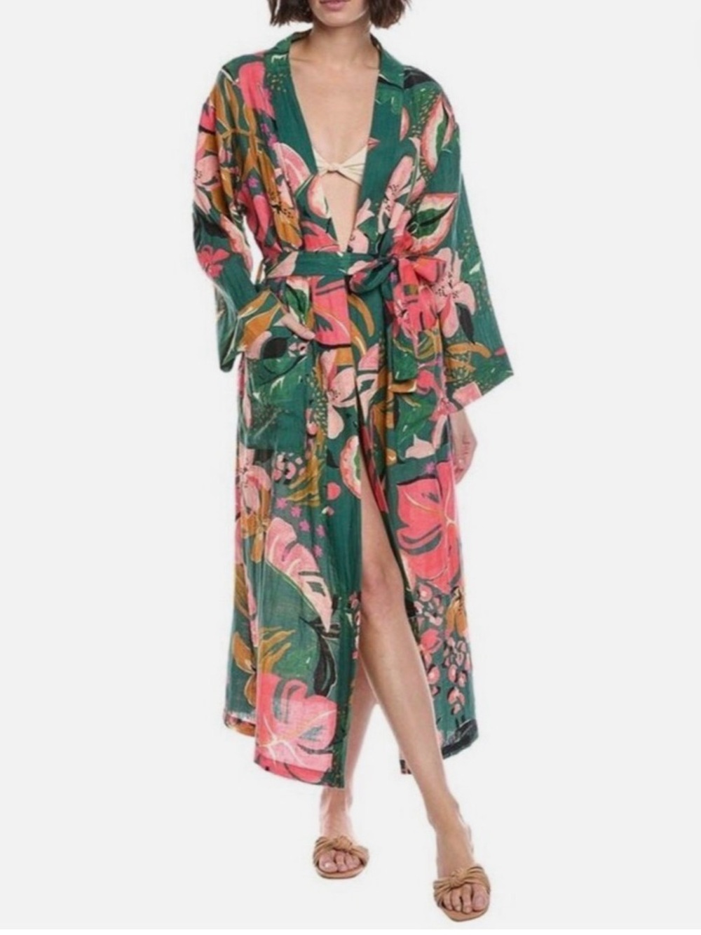 Vitamin A Linen Painted Rainforest Kimono Robe